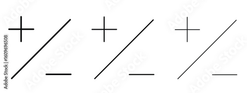 Plus minus icon linear style sign for mobile concept and web design.