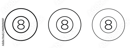 Pool 8 ball icon linear style sign for mobile concept and web design.