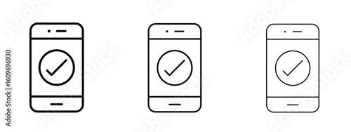 Reservation smartphone icon linear style sign for mobile concept and web design.