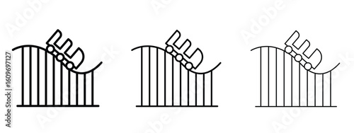 Roller coaster icon linear style sign for mobile concept and web design.