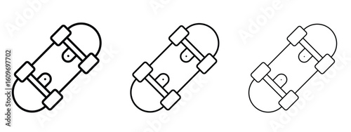 Skateboard icon linear style sign for mobile concept and web design.