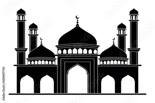 mosque masjid black silhouette vector design