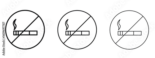 Smoking ban icon linear style sign for mobile concept and web design.