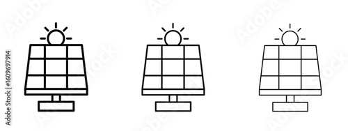 Solar panel icon linear style sign for mobile concept and web design.