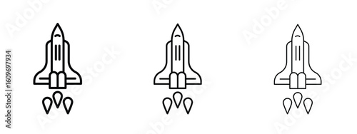 Space shuttle icon linear style sign for mobile concept and web design.