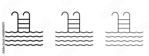 Swimming pool icon linear style sign for mobile concept and web design.