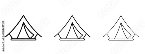 Tent icon linear style sign for mobile concept and web design.