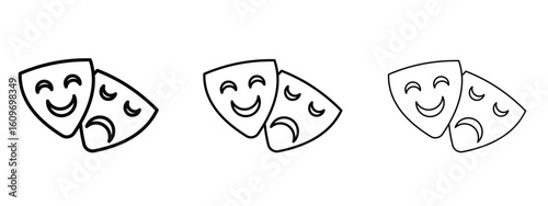 Theater masks icon linear style sign for mobile concept and web design.