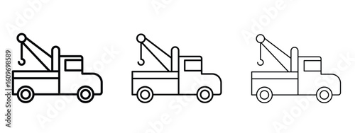Tow truck icon linear style sign for mobile concept and web design.
