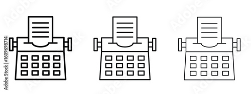 Typewriter icon linear style sign for mobile concept and web design.