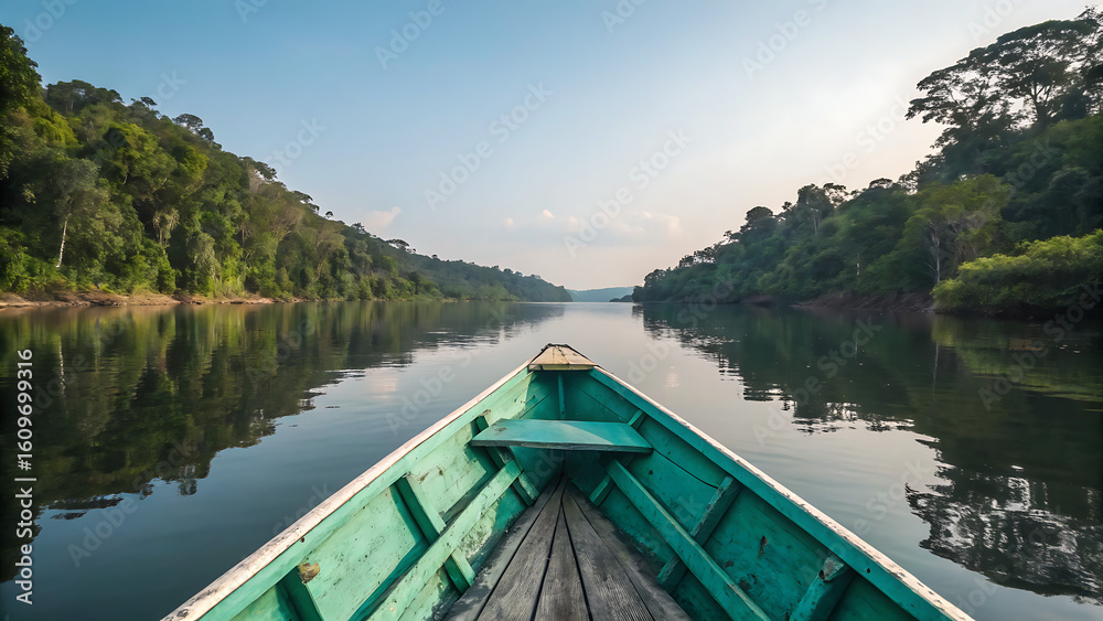 Canoe in the Amazon forest, Peru front side image. Canoe in the Amazon forest, Peru front side image.