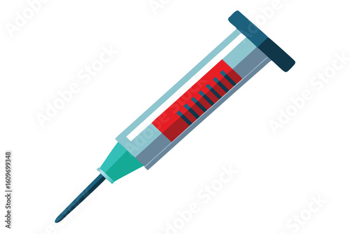 Vibrant Vector Syringe Illustration Medical Tool for Healthcare Vaccine Injection Blood Sample and Medicine Administration on a Clean Background