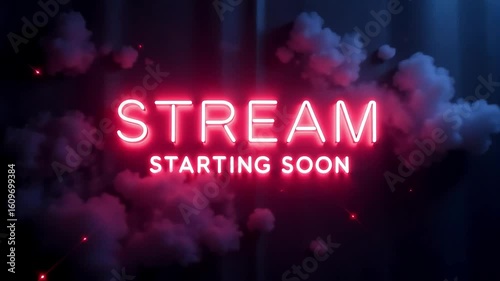 Dynamic stream starting soon neon sign for engaging online broadcast promotion