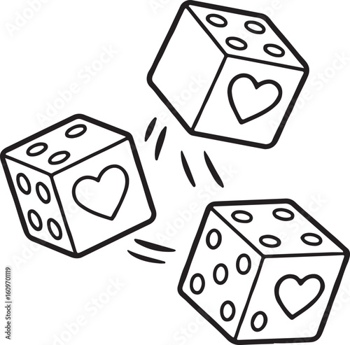 Rolling Heart Dice Illustration Love and Luck Icon