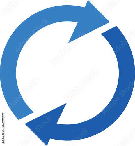 Vector art of a blue circular arrow shows a continuous process isolated on white background