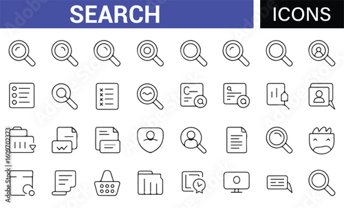 Magnifying Glass and Document Search Icons for Business and Research