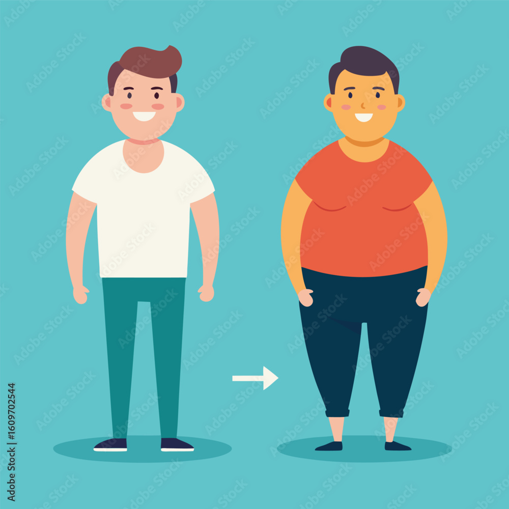 Fototapeta premium Weight Loss Transformation Before and After Illustration
