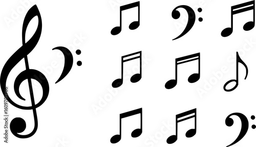 Music notes icon set, Music notes symbol, vector illustration