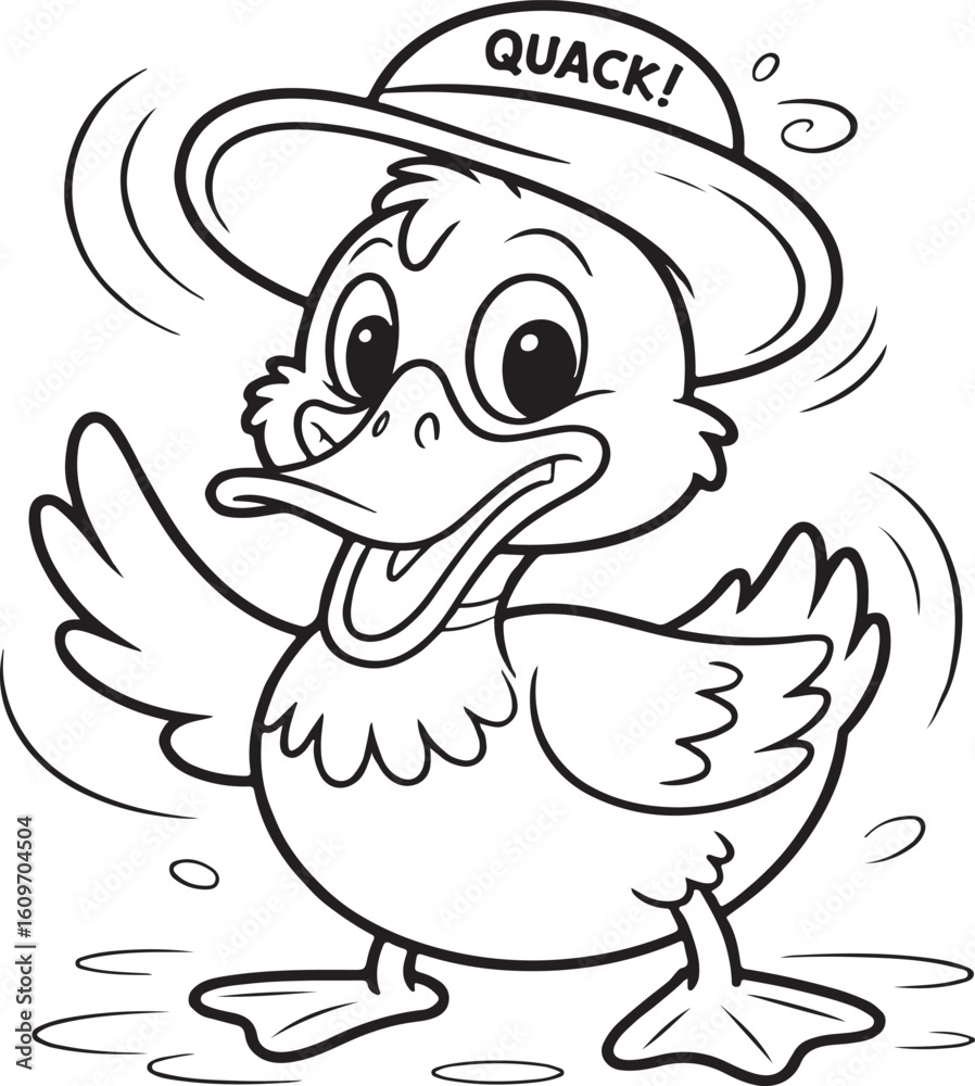 Naklejka premium Comical Duck Character Outline Vector
