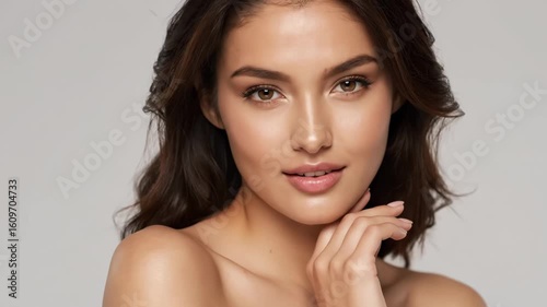 Beautiful woman with natural makeup and flawless skin tone