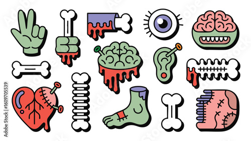 Zombie Body Parts Graphic Design Elements