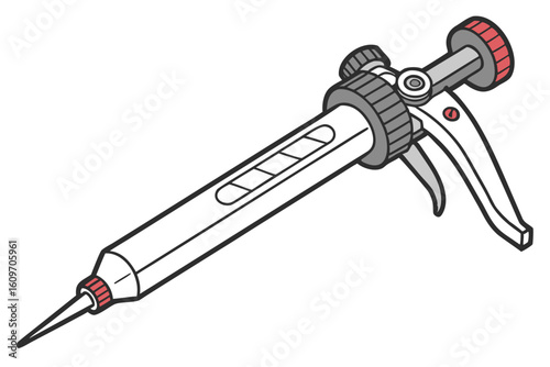 Cartoon Image of a Manual Injection Gun Tool Designed for Various Purposes in Construction and Healthcare Applications