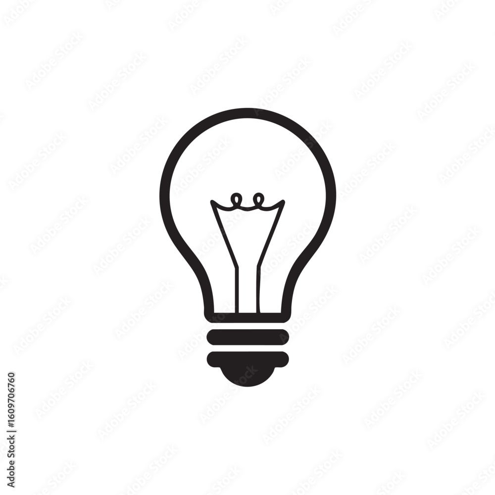 Black outline of a light bulb with filament electricity illumination Black outline of a light bulb with filament electricity illumination