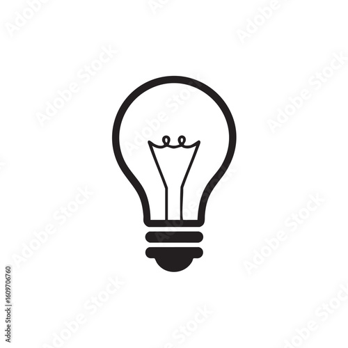 Black outline of a light bulb with filament electricity illumination