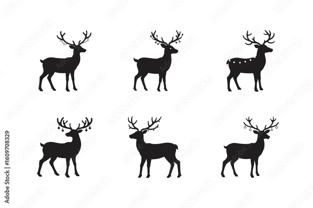 Obraz premium reindeer with holiday lights on antlers vector illustration