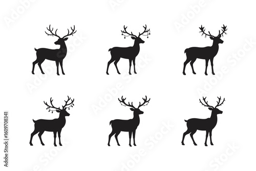 reindeer with holiday lights on antlers vector illustration