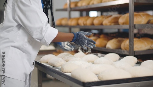 Baker preparing bread dough