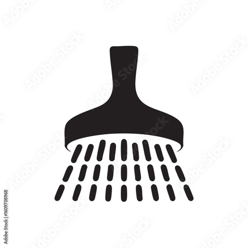 Black showerhead spraying water droplet bathroom