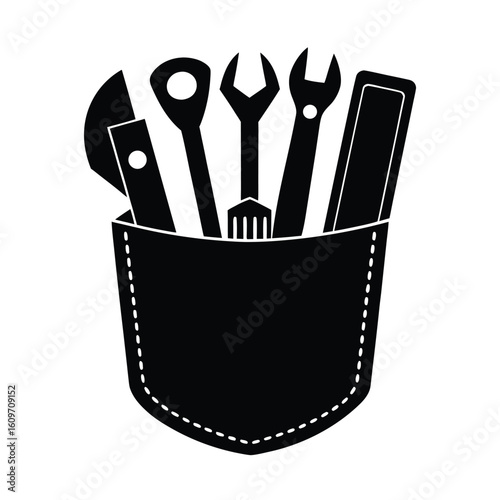black tools in pocket, simple design clip art preview