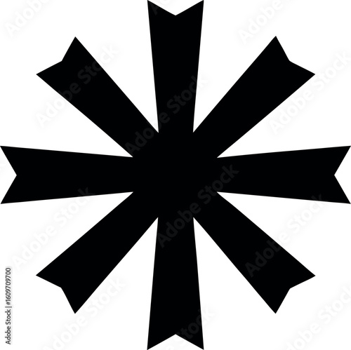 Vector art of a black cross symbol stands isolated on white background