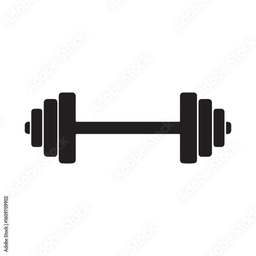 Black dumbbell isolated on white background fitness equipment vector illustration
