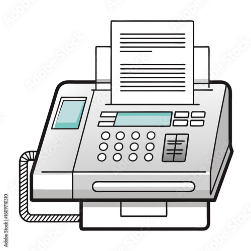 Old style fax machine device vector drawing