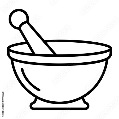 Science Lab Mortar and Pestle Tool Vector Drawing