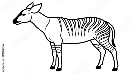 Plakat Endangered Okapi Vector Drawing for Jungle Illustration