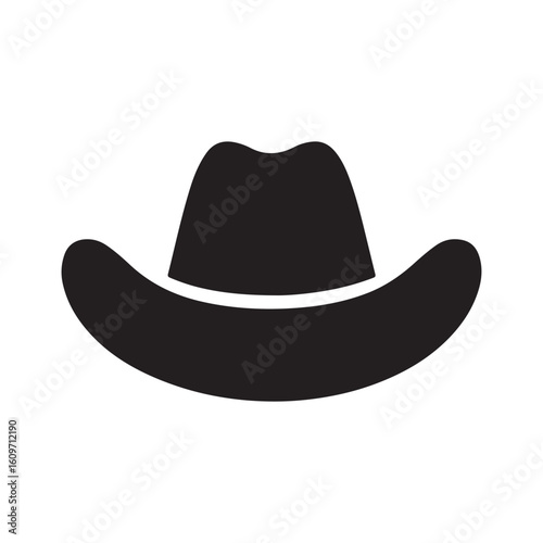 Cowboy Hat Silhouette Icon Western Style Headwear Vector Isolated

