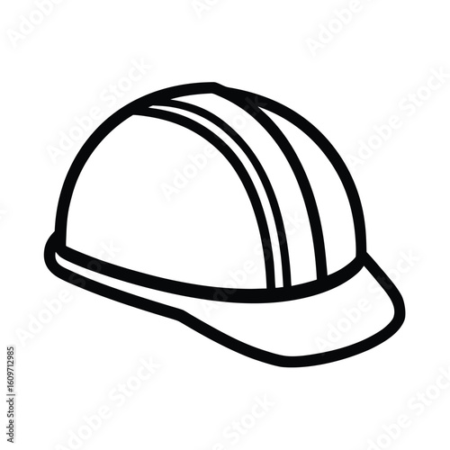 Construction Helmet Outline Illustration for Safety and Protection in Workplace