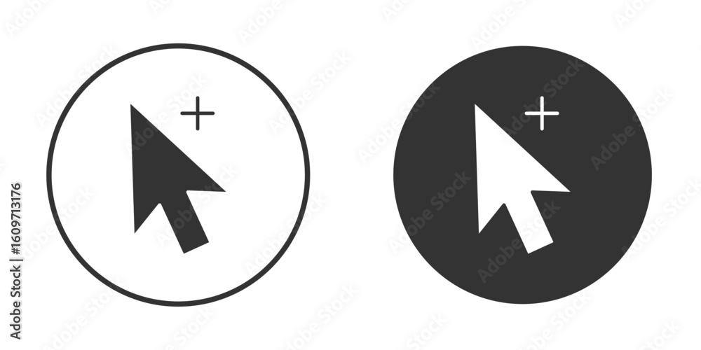 Cursor plus icon symbol sign in solid style. Cursor plus icon symbol sign in solid style.