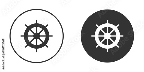 Dharmachakra icon symbol sign in solid style.