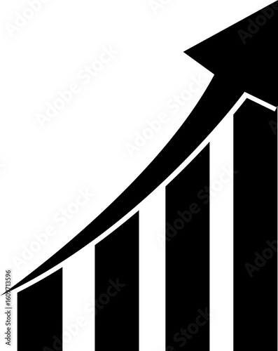 fast growing up trend silhouette business graph with arrow