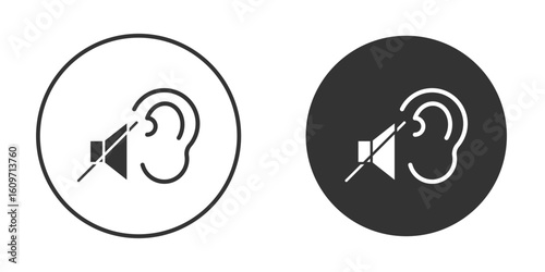 Ear deaf icon symbol sign in solid style.