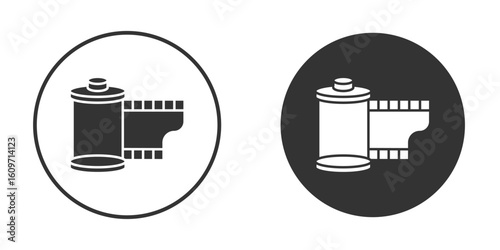 Film canister icon symbol sign in solid style.
