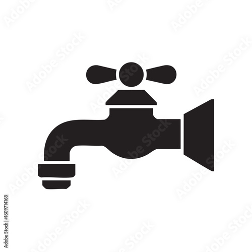 Black water tap icon faucet plumbing