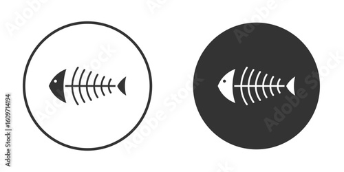 Fish bones icon symbol sign in solid style.