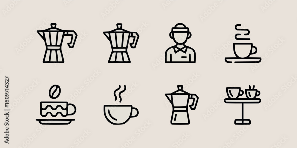 Naklejka premium Modern Line Icon Set Design Centered for UI UX Design and Development