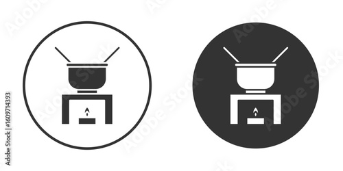 Fondue pot icon symbol sign in solid style.