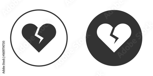 Heart Crack icon symbol sign in solid style.
